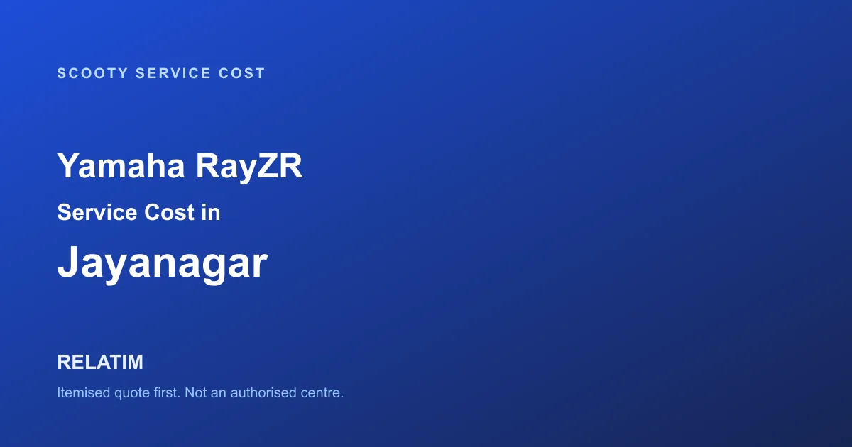 Yamaha RayZR Service Cost in Jayanagar, Bangalore
